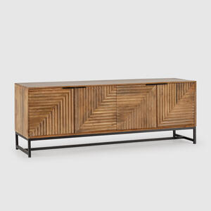 Aragon Four Door TV Stand - Natural Mango Wood and Metal Legs