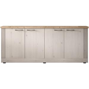 Capri Four  Door Sideboard - Ivory & Natural Oak Finish