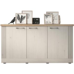 Capri Three Door Sideboard - Ivory & Natural Oak Finish