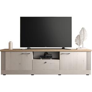 Capri Two Door One Drawer TV Stand - Ivory & Natural Oak Finish