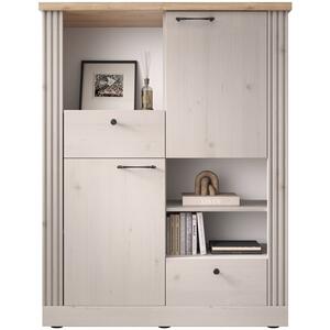 Capri Bookcase & Storage - Ivory & Natural Oak Finish