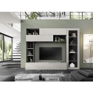 Novara TV and Wall Storage System with Glass Door Grey and Anthracite Finish