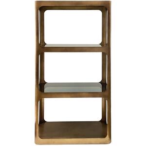 Alton Iron & Glass Geometric Shelving Unit in Dark Gold Finish