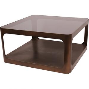 Alton Metal & Glass Square Coffee Table in Dark Gold finish