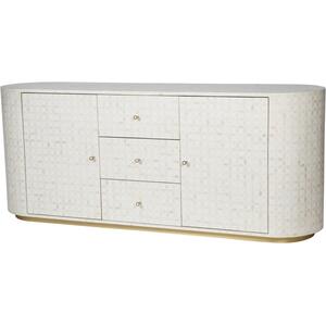 Basalt Art Deco Bone Inlay Patterned Sideboard 2 Door 3 Drawer