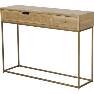 Rattan & Solid Wood 2 Drawer Console Table