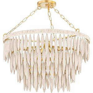 Tiffany Coastal-Inspired Wood Bead Chandelier 