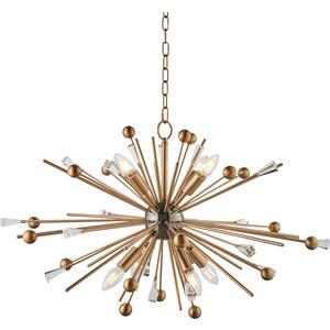 Orcia 8 Arm Aged Brass Starburst Pendant
