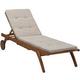 Wooden Reclining Sun Lounger with Cushion Sand Beige CESANA by Beliani